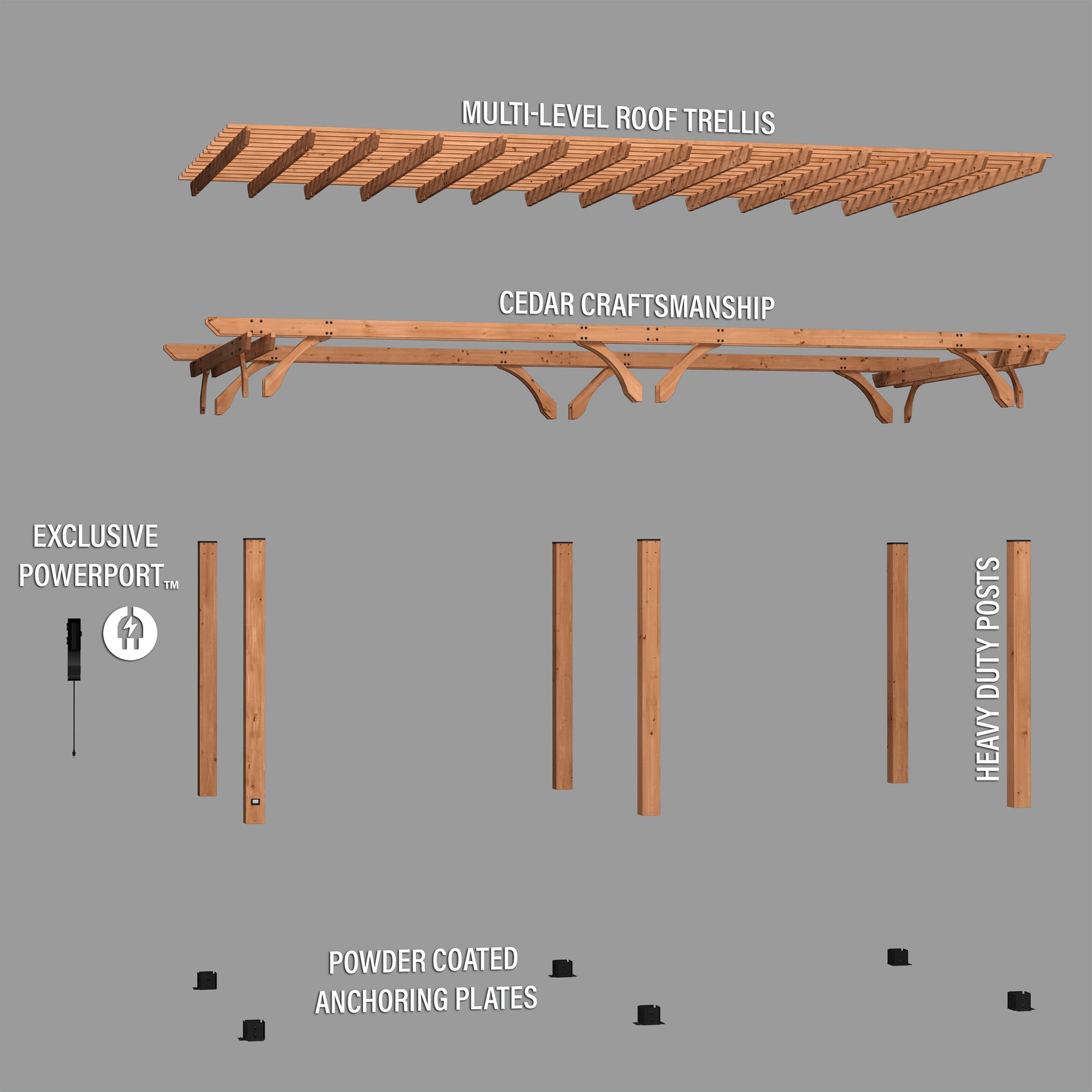 24x12 Beaumont Pergola English Exploded View
