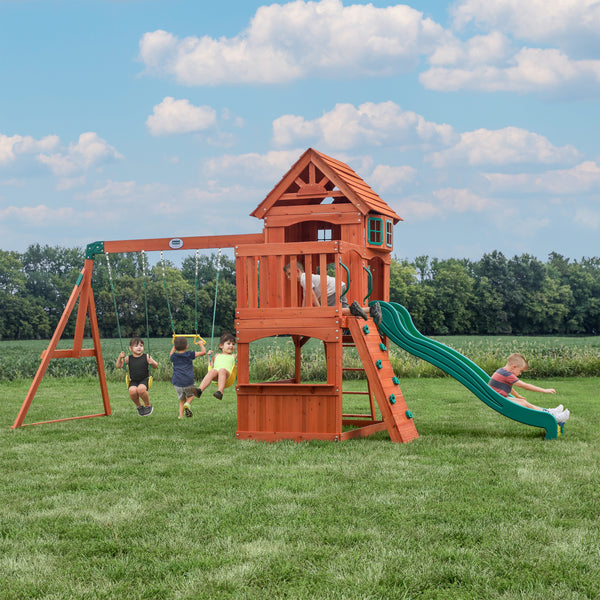 Atlantis Outdoor Wooden Swing Set - Backyard Discovery