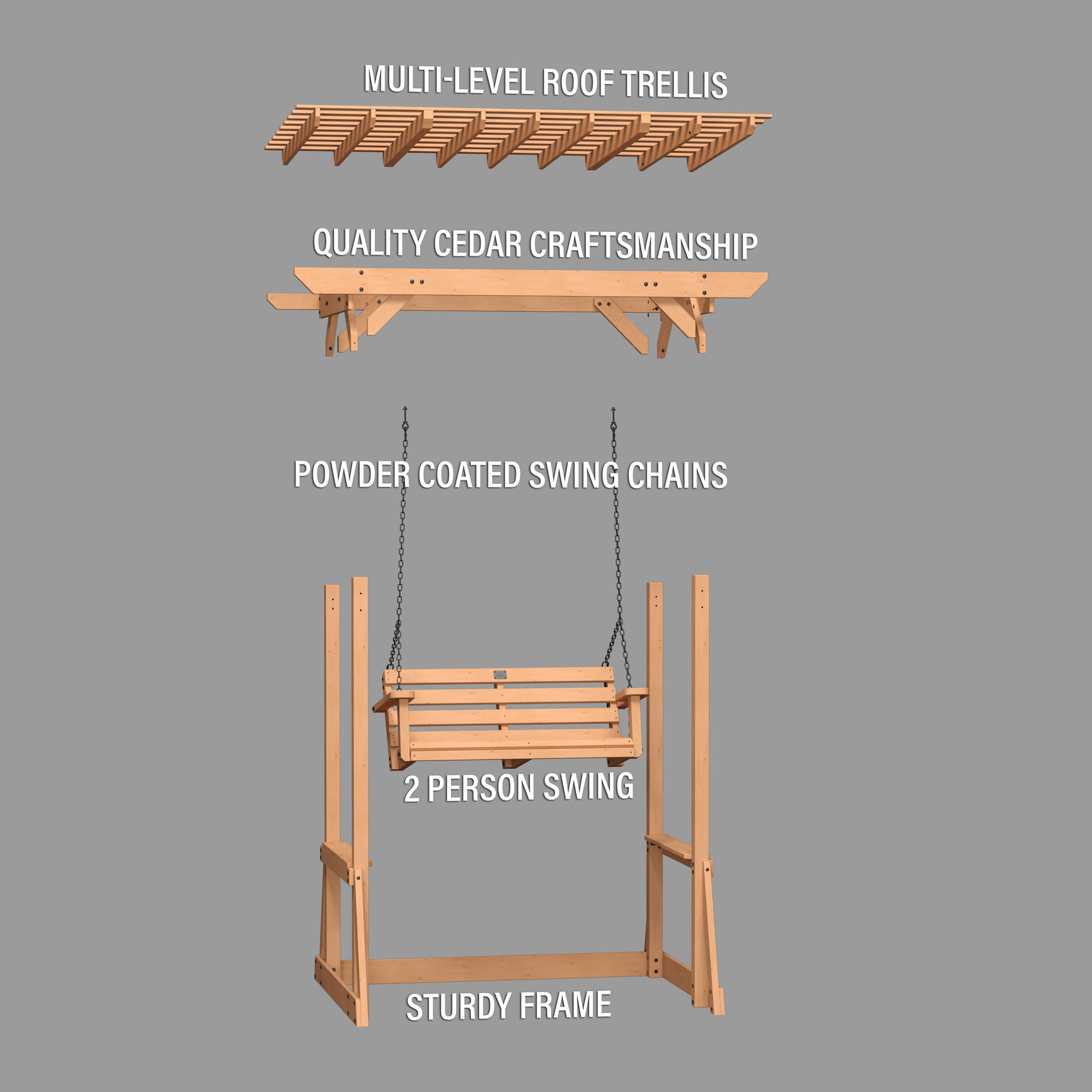 Callahan Pergola Swing Exploded View