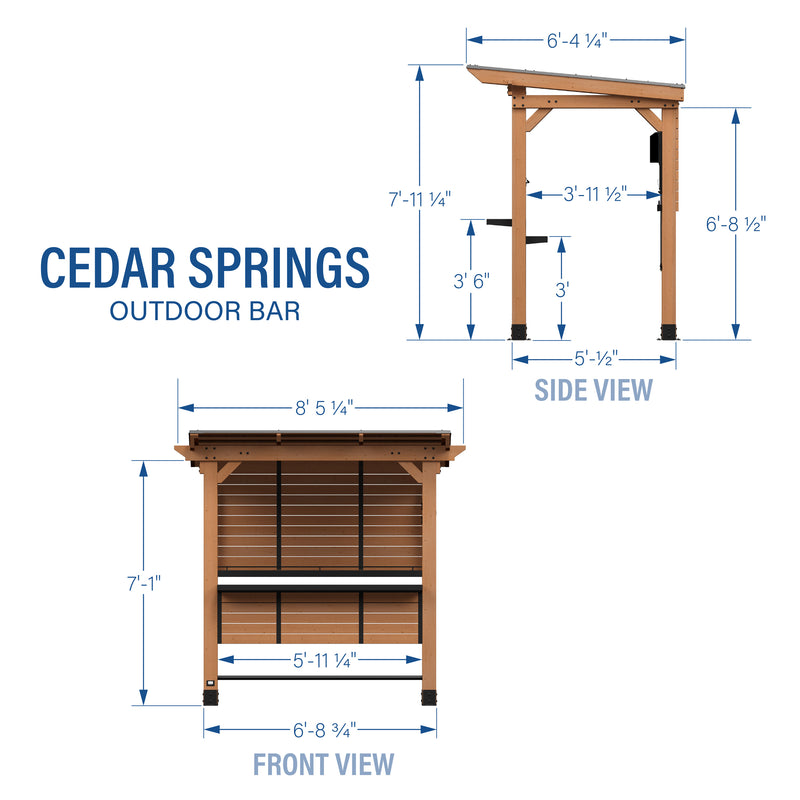 Cedar Springs Outdoor Bar specifications