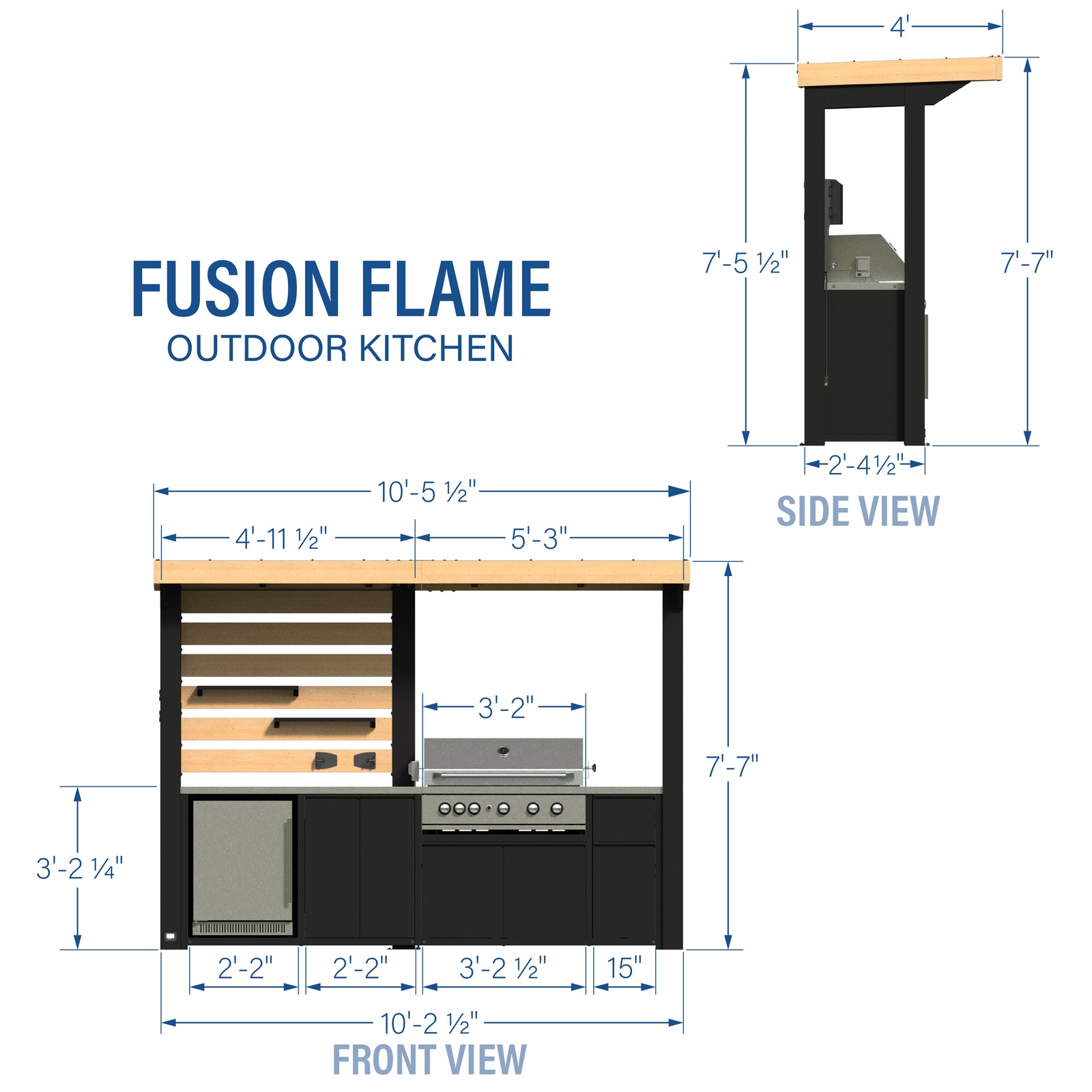 Load image into Gallery viewer, Fusion Flame Outdoor Kitchen Dimensions
