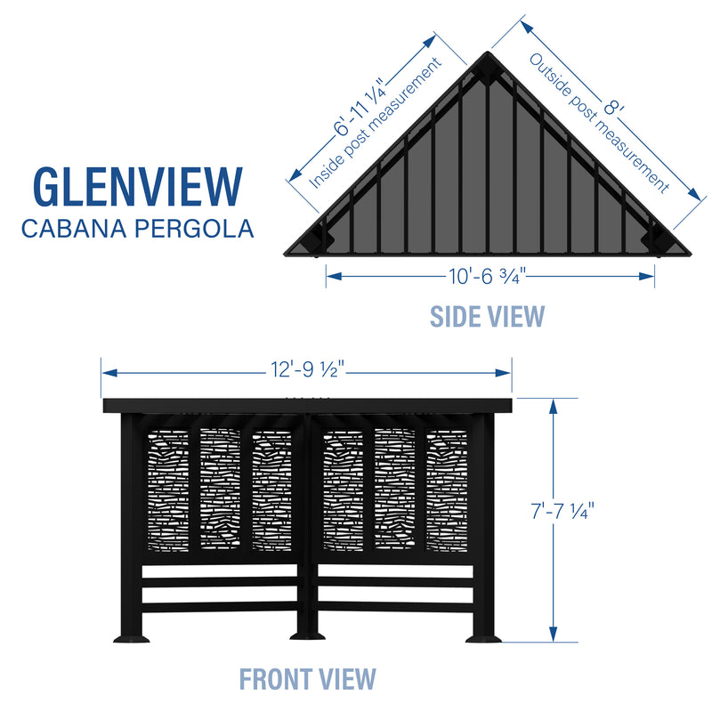 Glenview Modern Steel Cabana Pergola specifications
