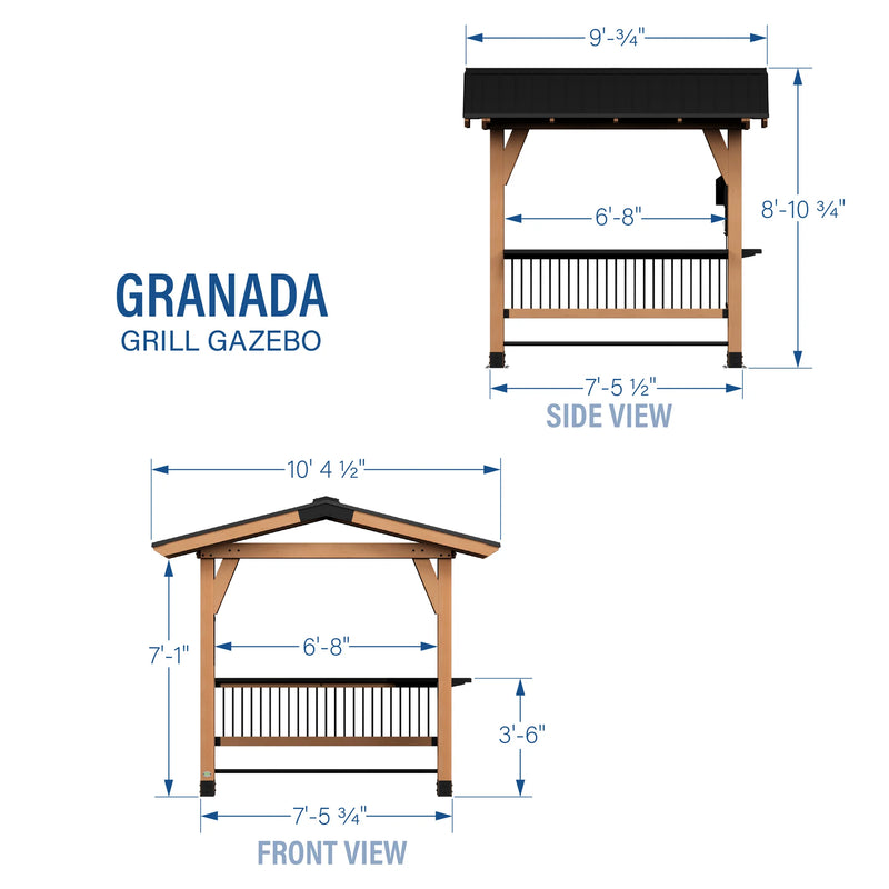 Granada Grill Gazebo with Outdoor Bar specifications