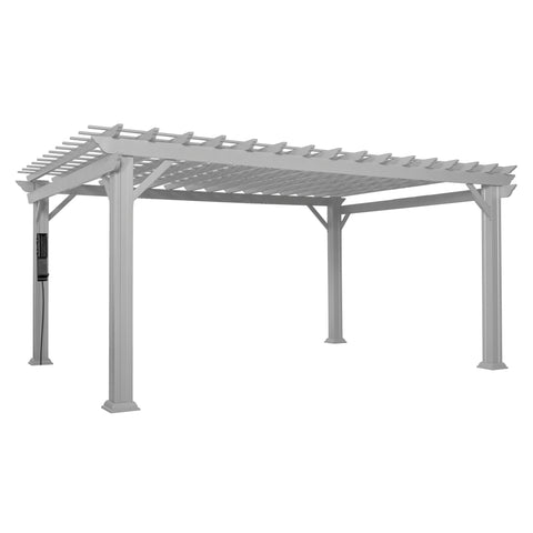 16x12 Hawthorne Traditional Steel Pergola With Sail Shade Soft Canopy