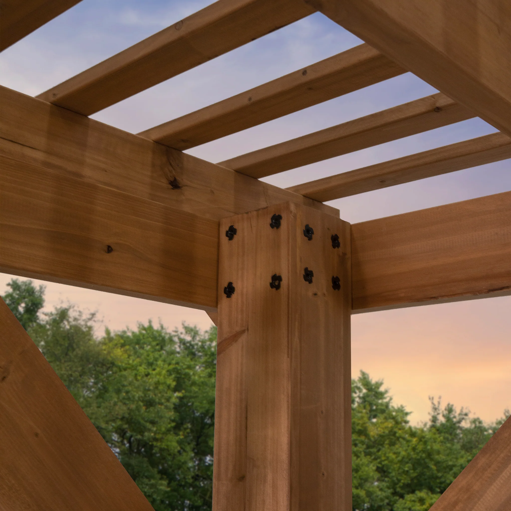 Backyard Discovery Beaumont - Pergola de madera de cedro de 14 x 12 pies,  duradera, estructura de soporte de calidad, compatible con nieve y viento