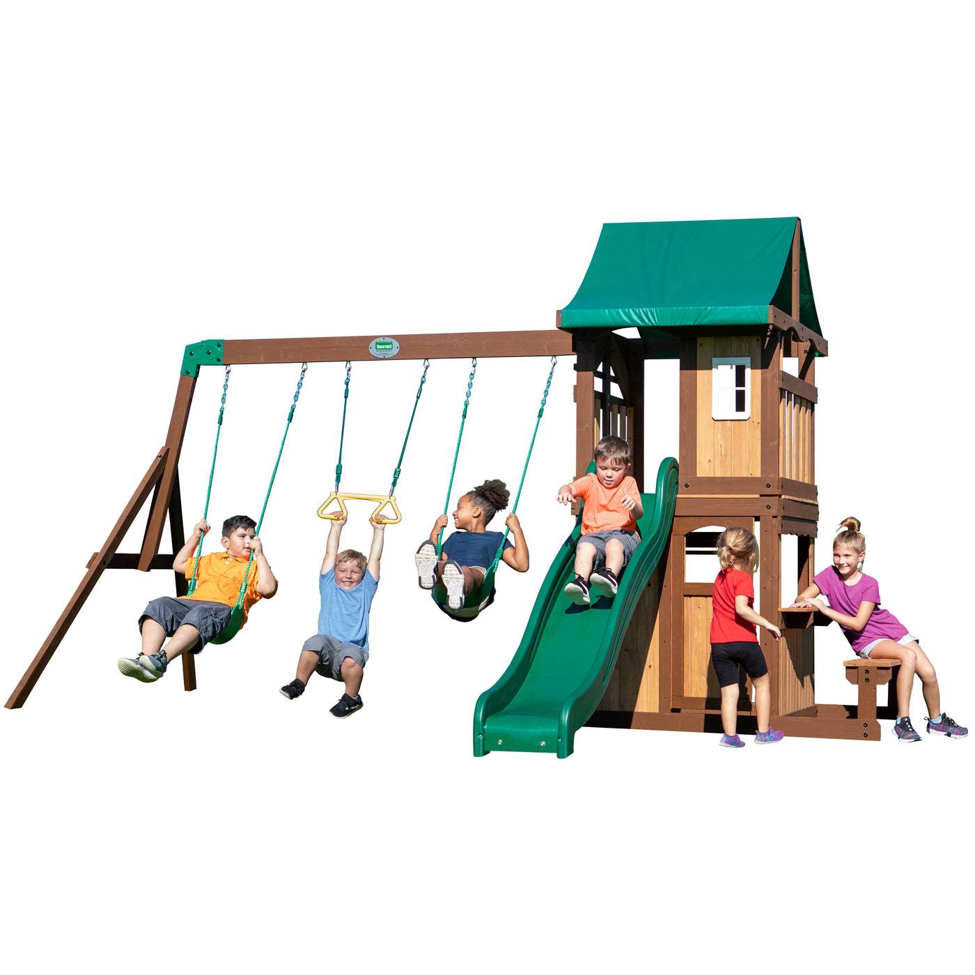 Lakewood Outdoor Wooden Swing Set for Kids