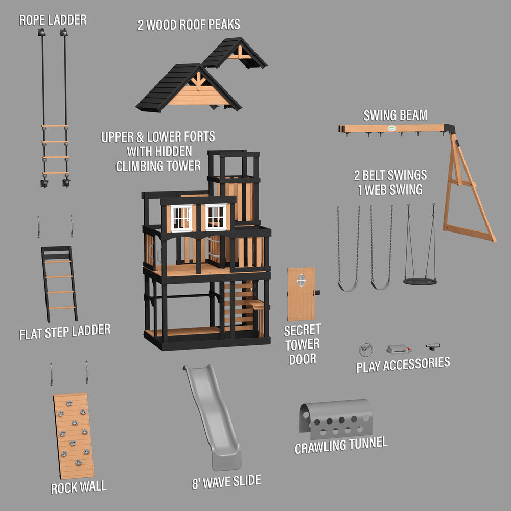 Mystic Tower Swing Set Exploded View