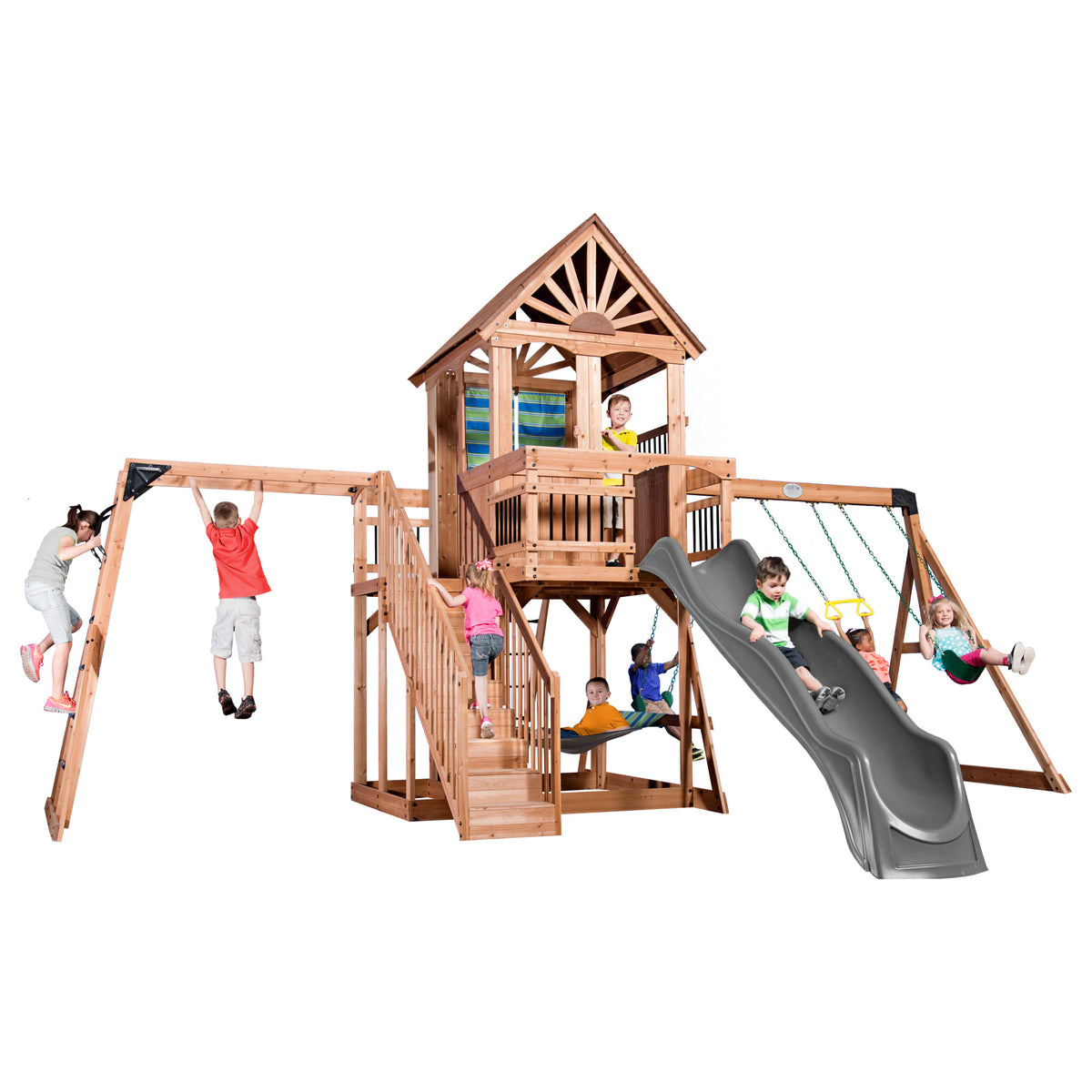 Oceanview Wooden Swing Set for Kids Backyard Discovery