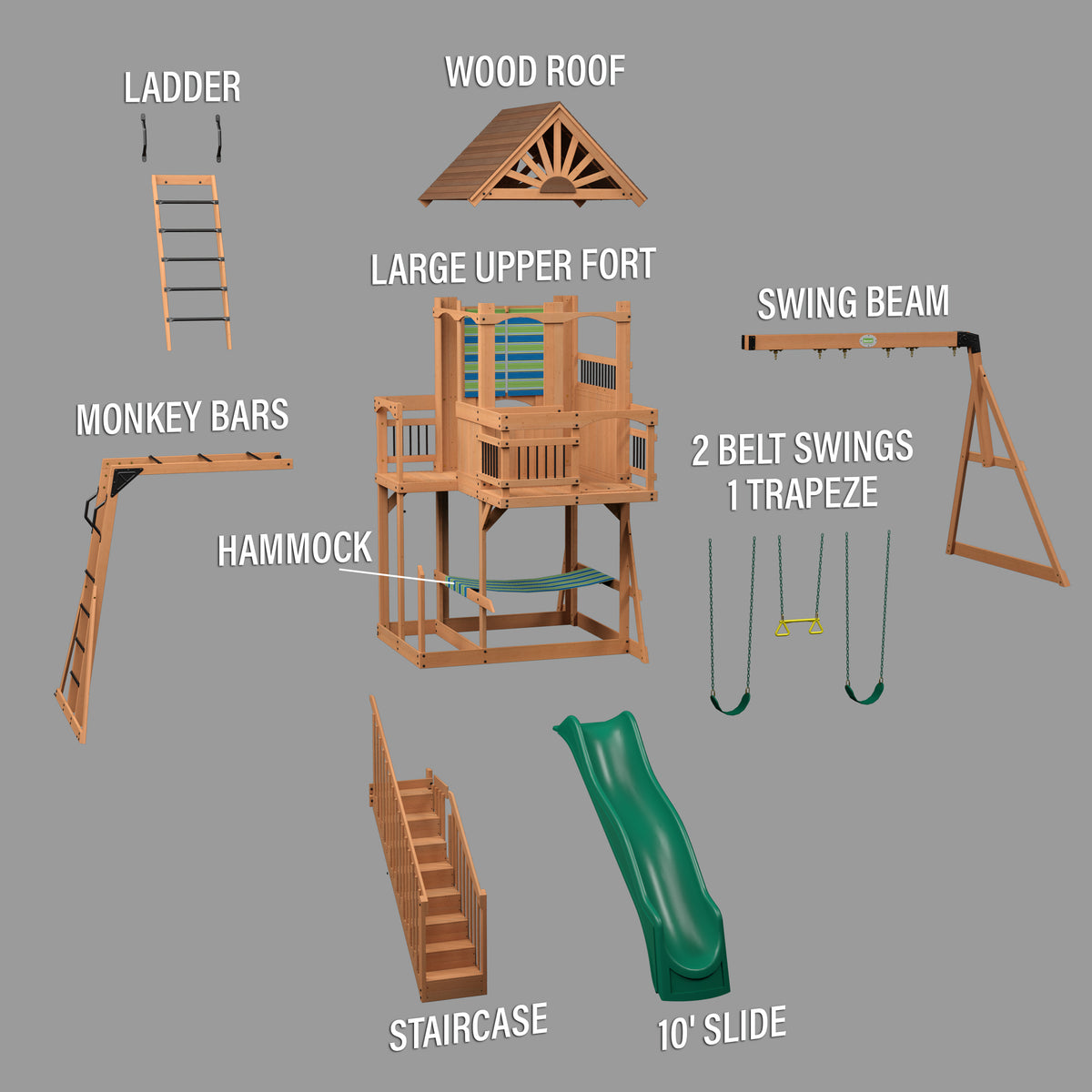 Oceanview Wooden Swing Set for Kids Backyard Discovery