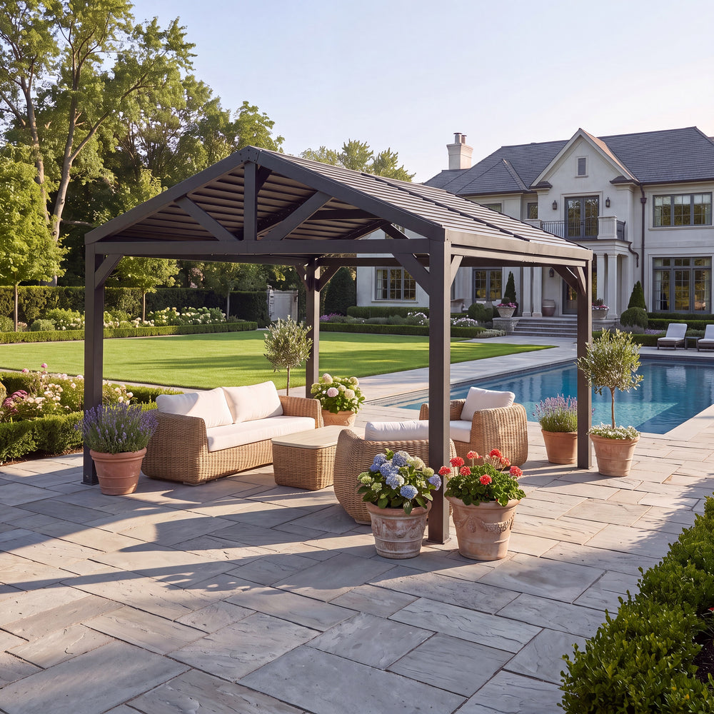 14x12 Ridgeline Steel Louvered Pergola