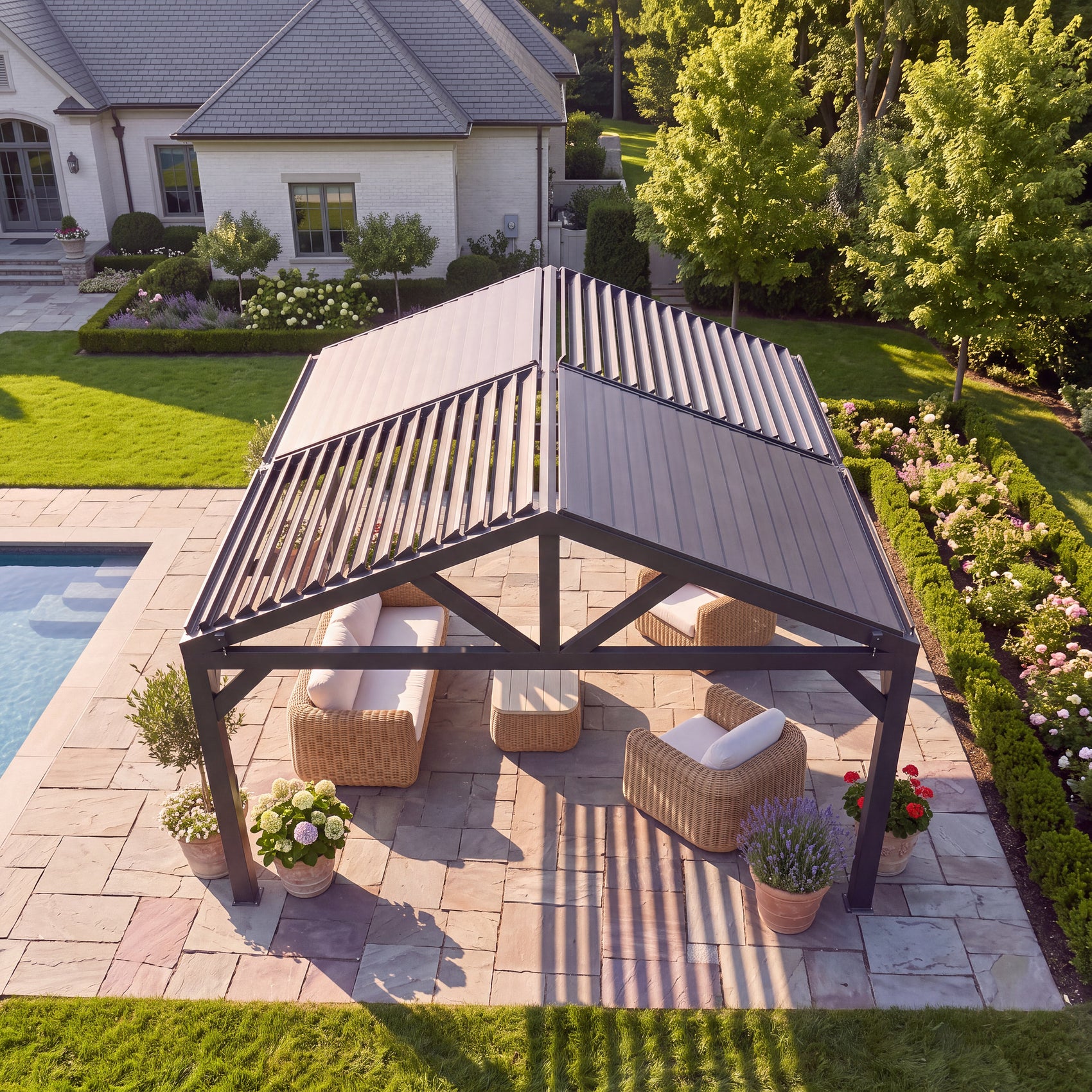14x12 Ridgeline Steel Louvered Pergola