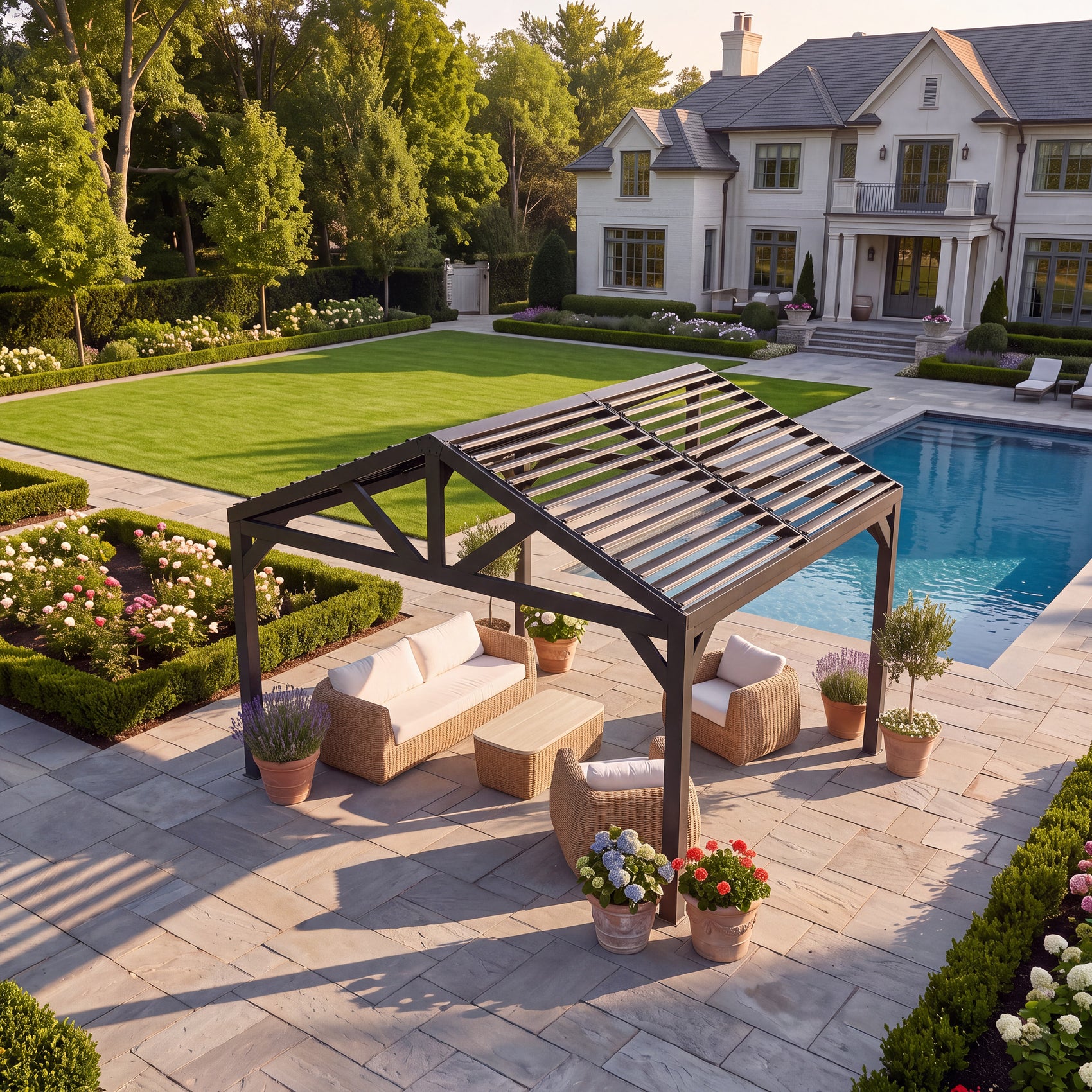 14x12 Ridgeline Steel Louvered Pergola