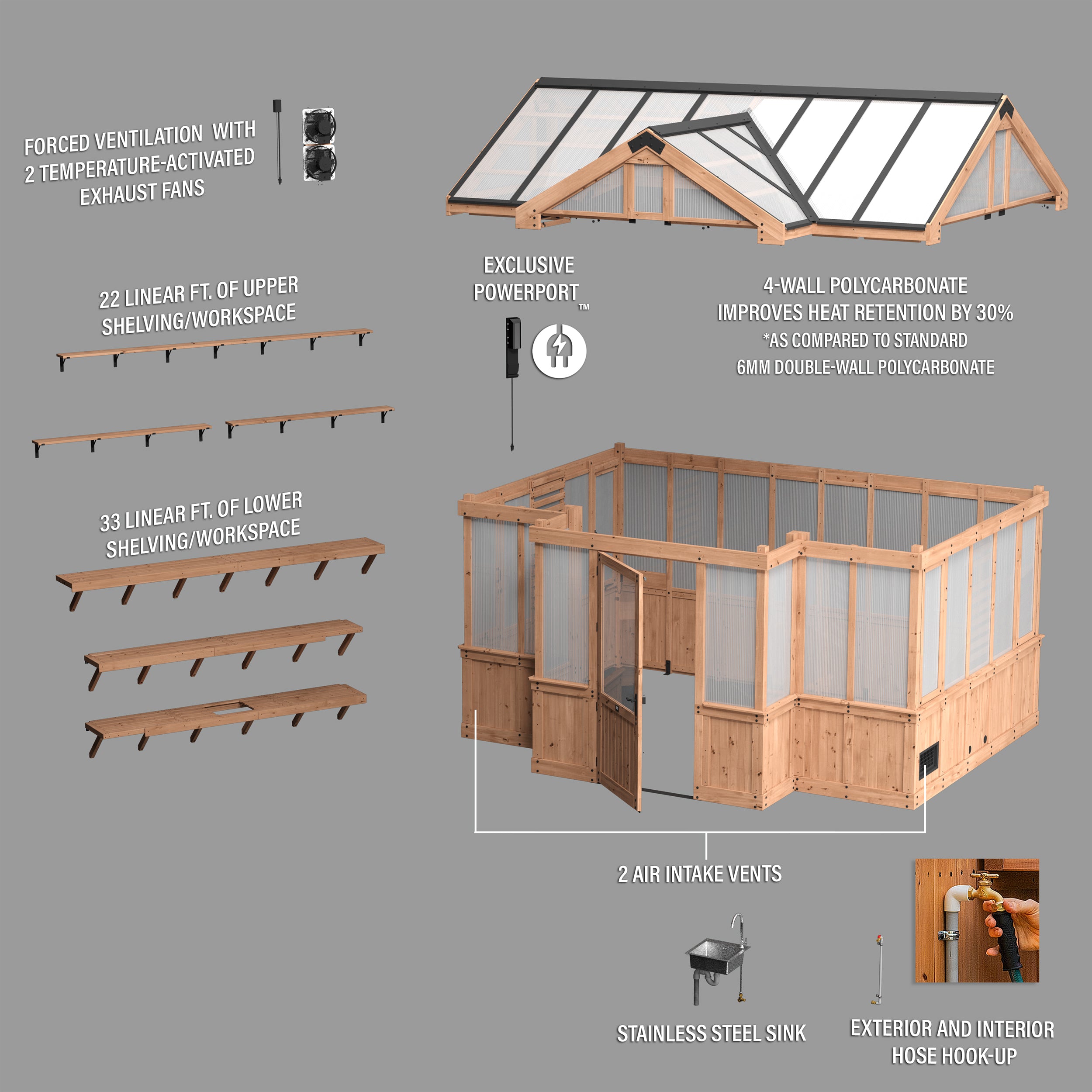 14.5x12 Savannah Cedar Greenhouse Kit | Backyard Discovery