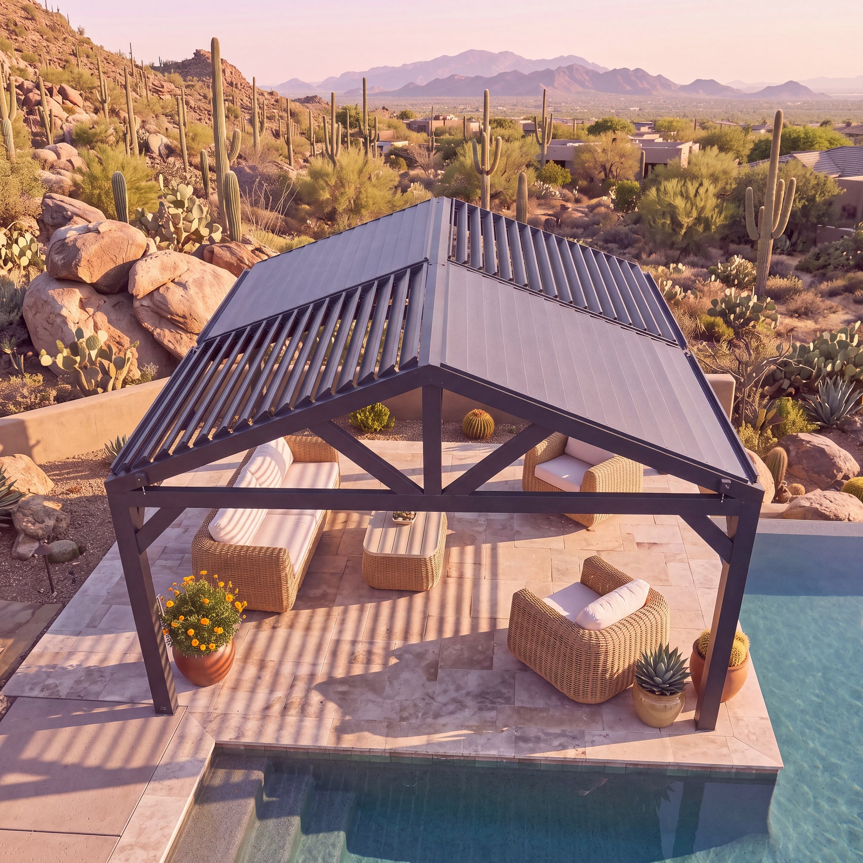 14x14 Ridgeline Steel Louvered Pergola