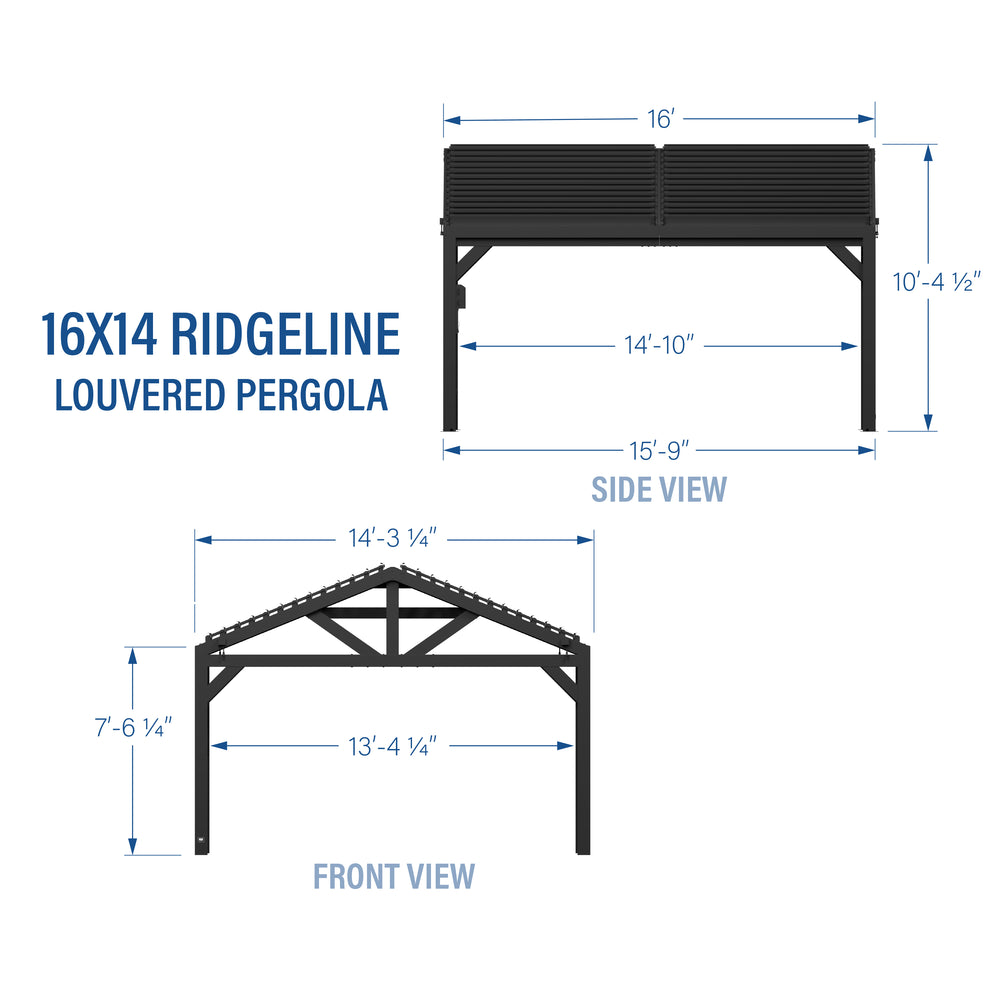 16x14 Ridgeline Steel Louvered Pergola