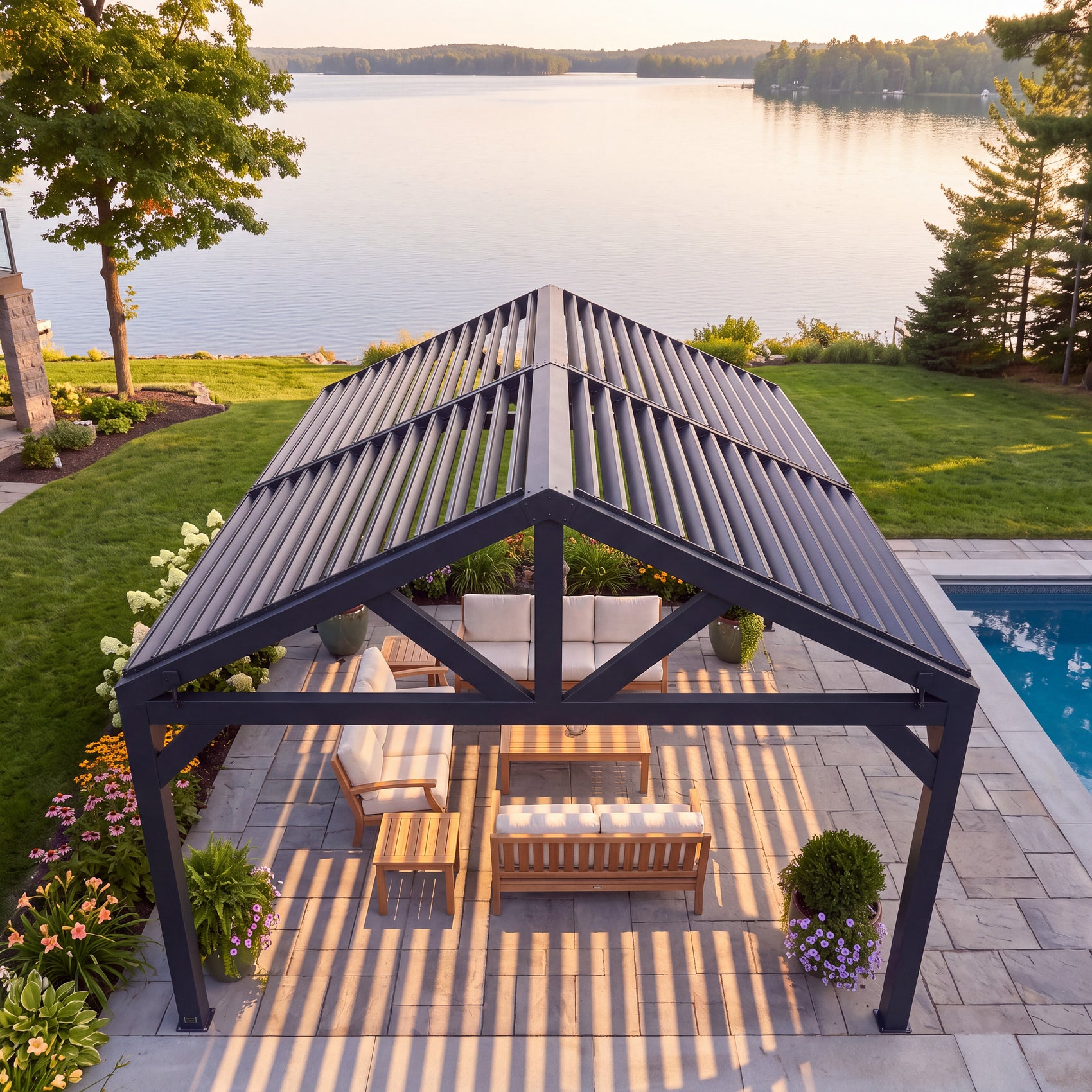 16x14 Ridgeline Steel Louvered Pergola