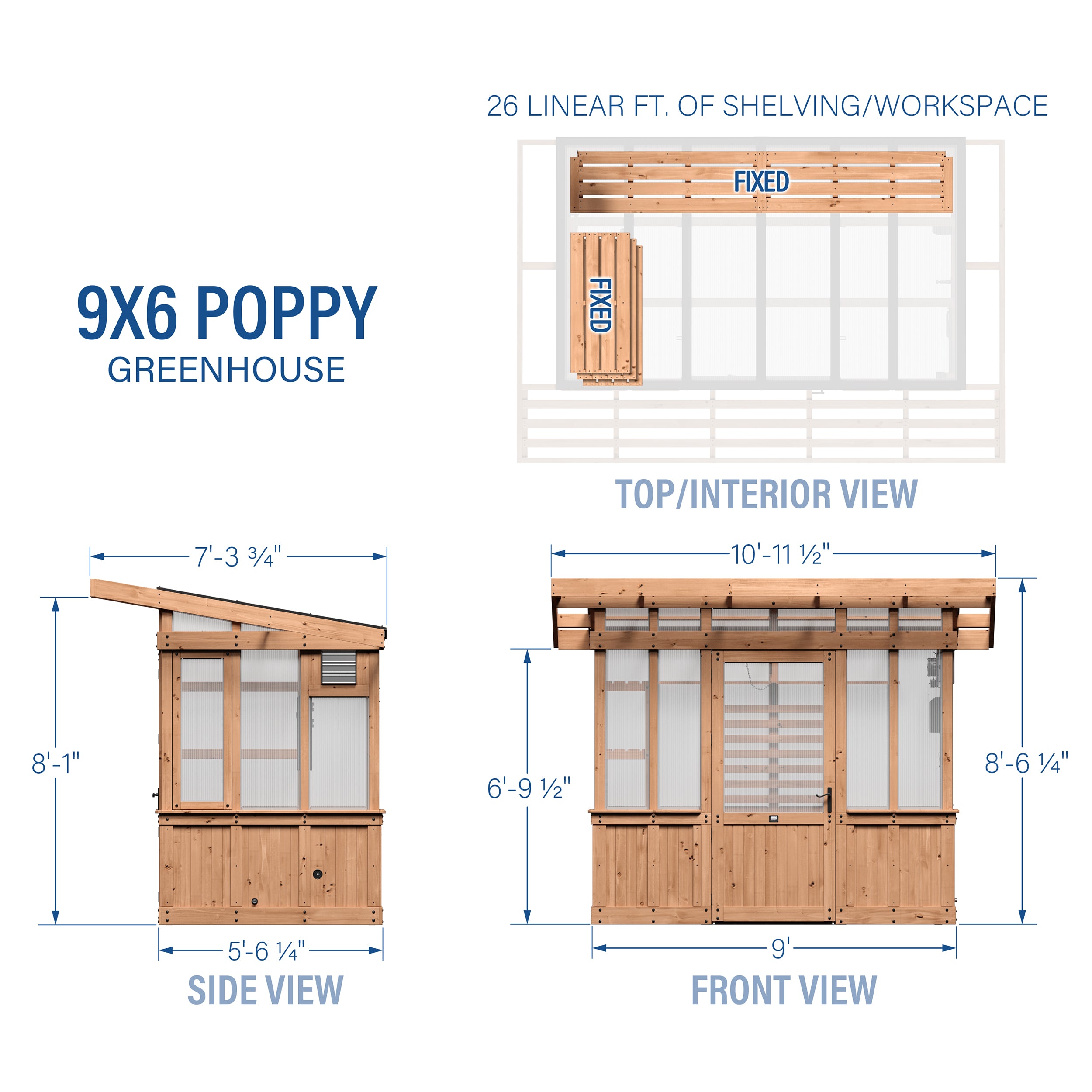 9x6 Poppy Cedar Greenhouse Kit | Backyard Discovery