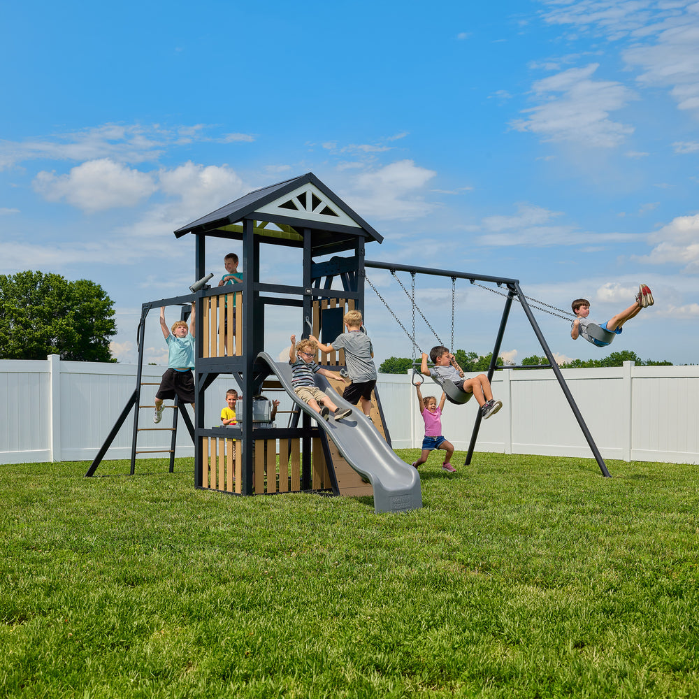 Atlas Steel Swing Set with Monkey Bars
