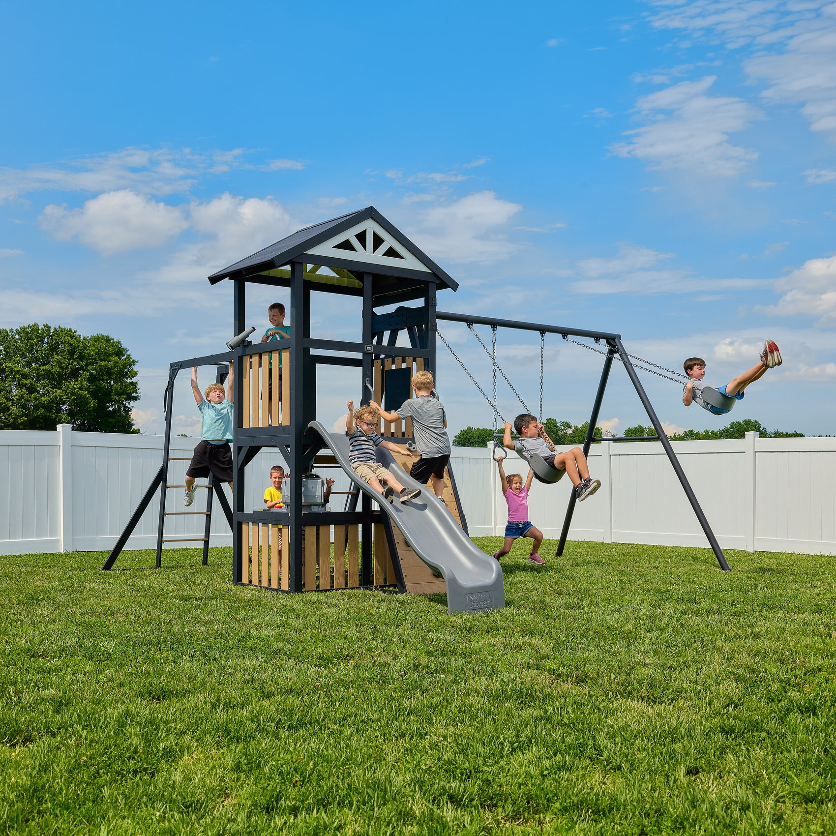 Atlas Steel Swing Set with Monkey Bars