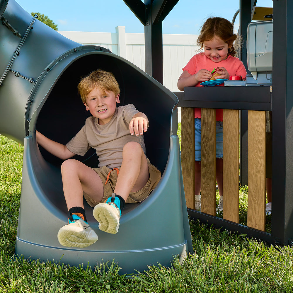 Atlas Steel Swing Set with Tube Slide