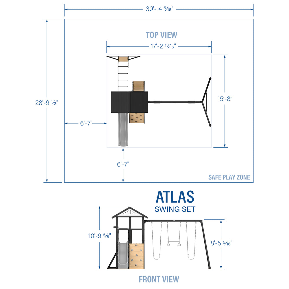 Atlas Steel Swing Set with Monkey Bars