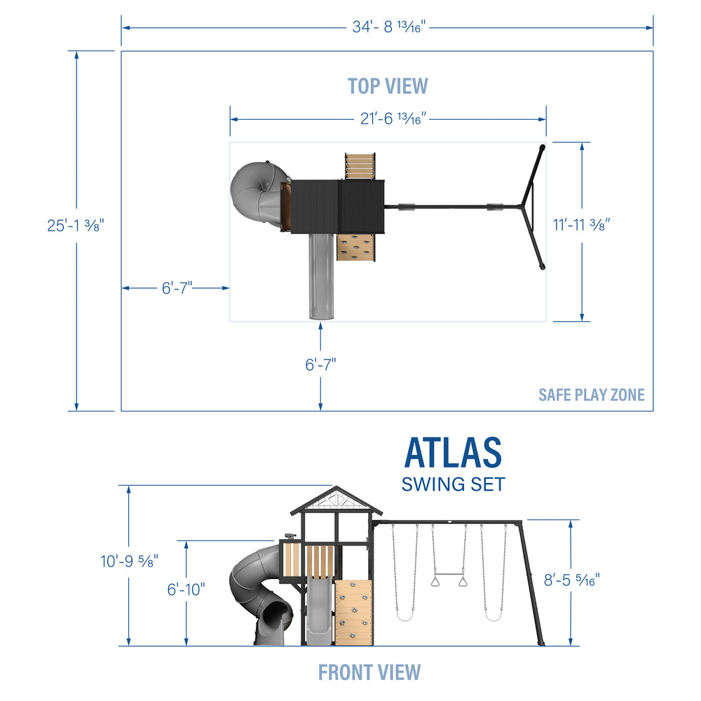 Atlas Steel Swing Set with Tube Slide