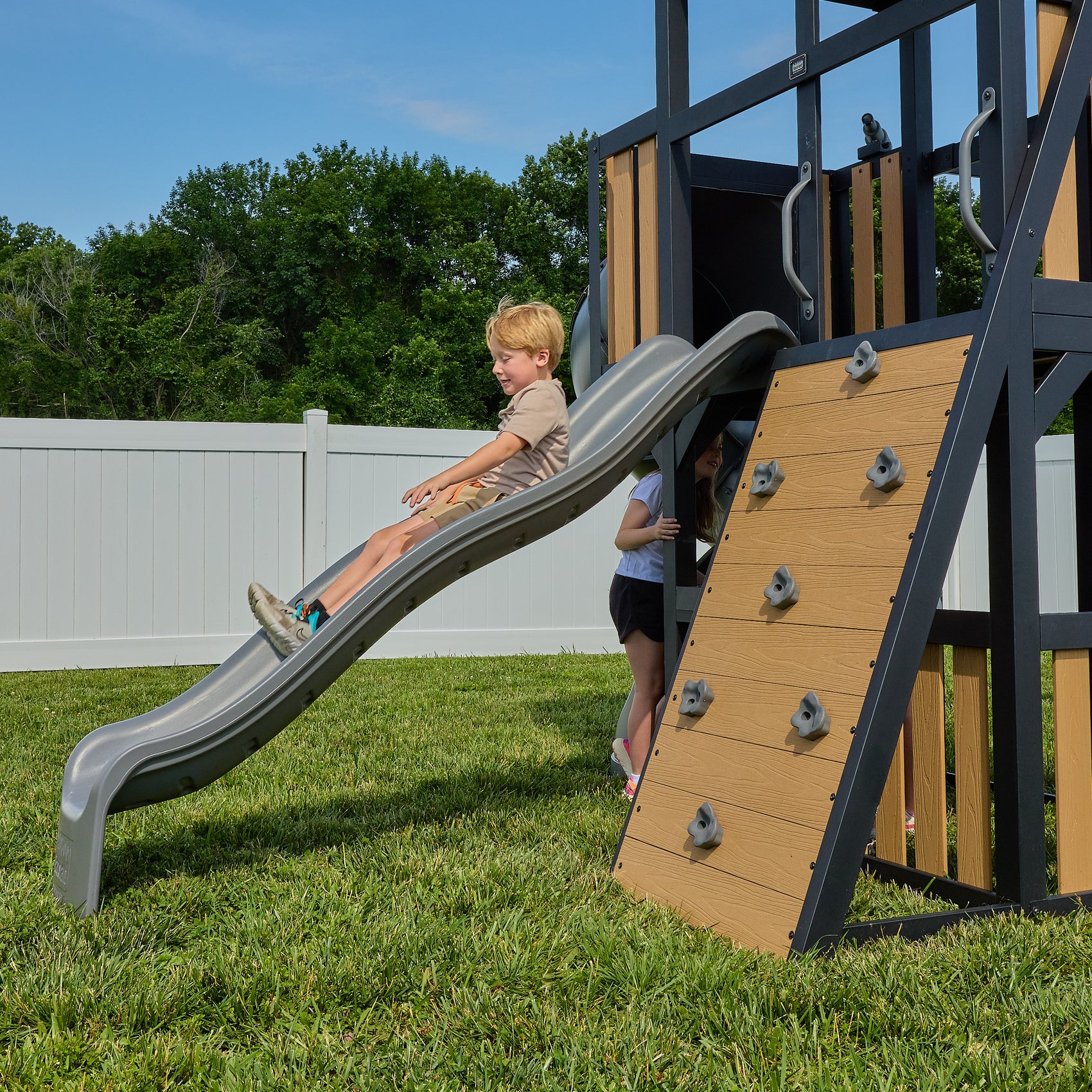 Atlas Steel Swing Set with Monkey Bars and Tube Slide