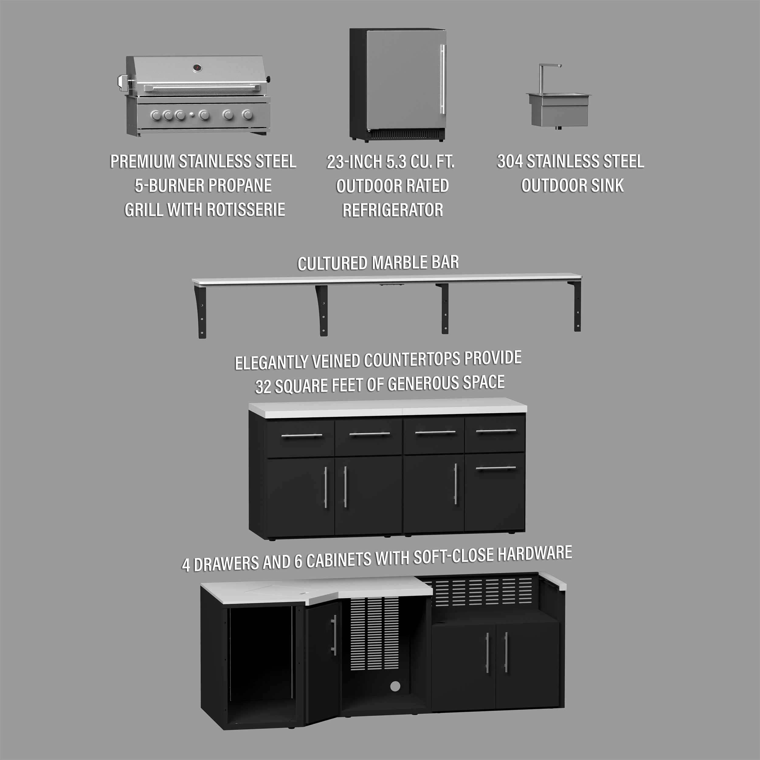 Emory Corner Outdoor Kitchen Island and Bar – Right