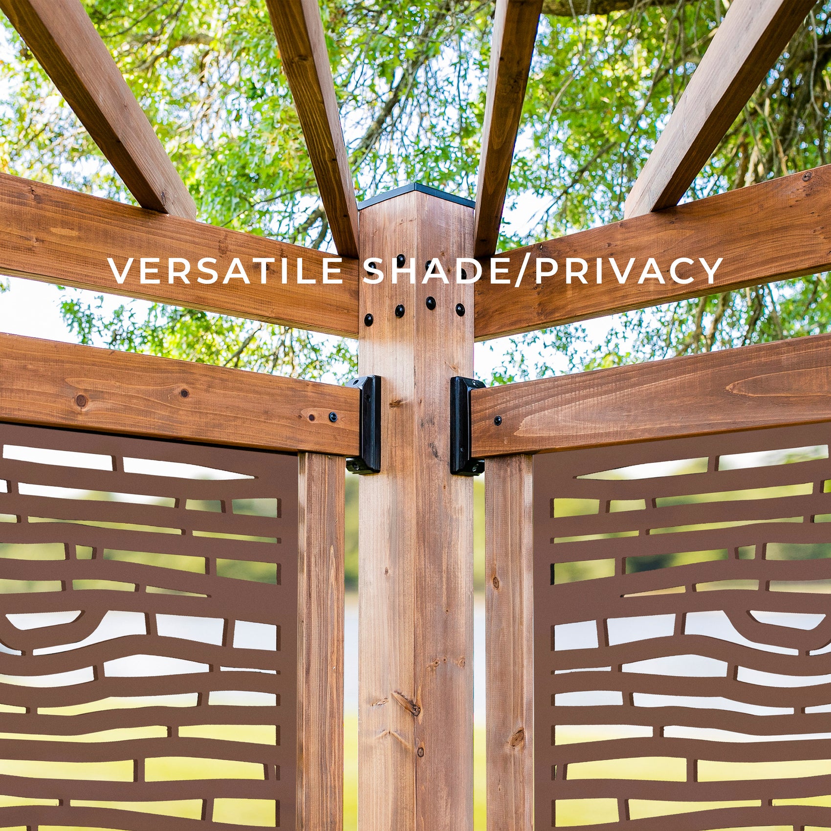 Tuscany Corner Pergola with Conversation Seating - Privacy Panels