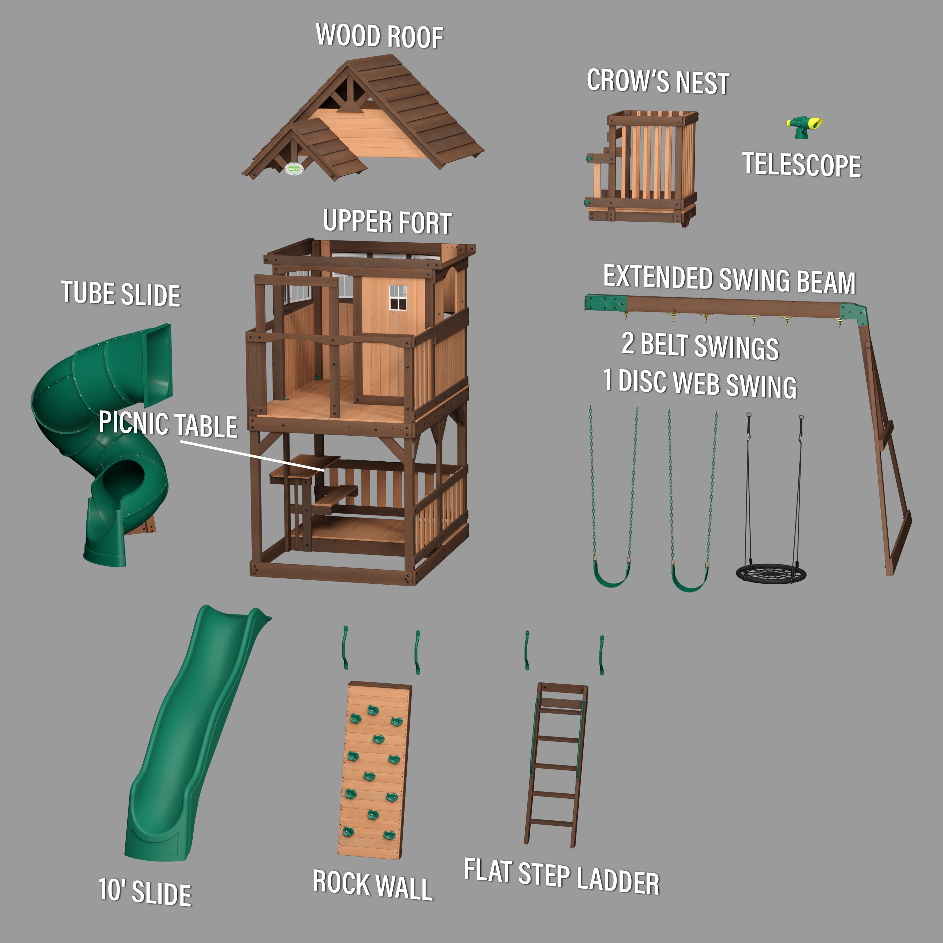 Skyfort II Swing Set with Spiral Tube Slide