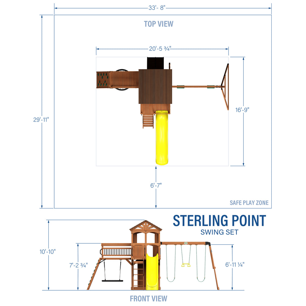 Sterling Point Swing Set dimensions - yellow