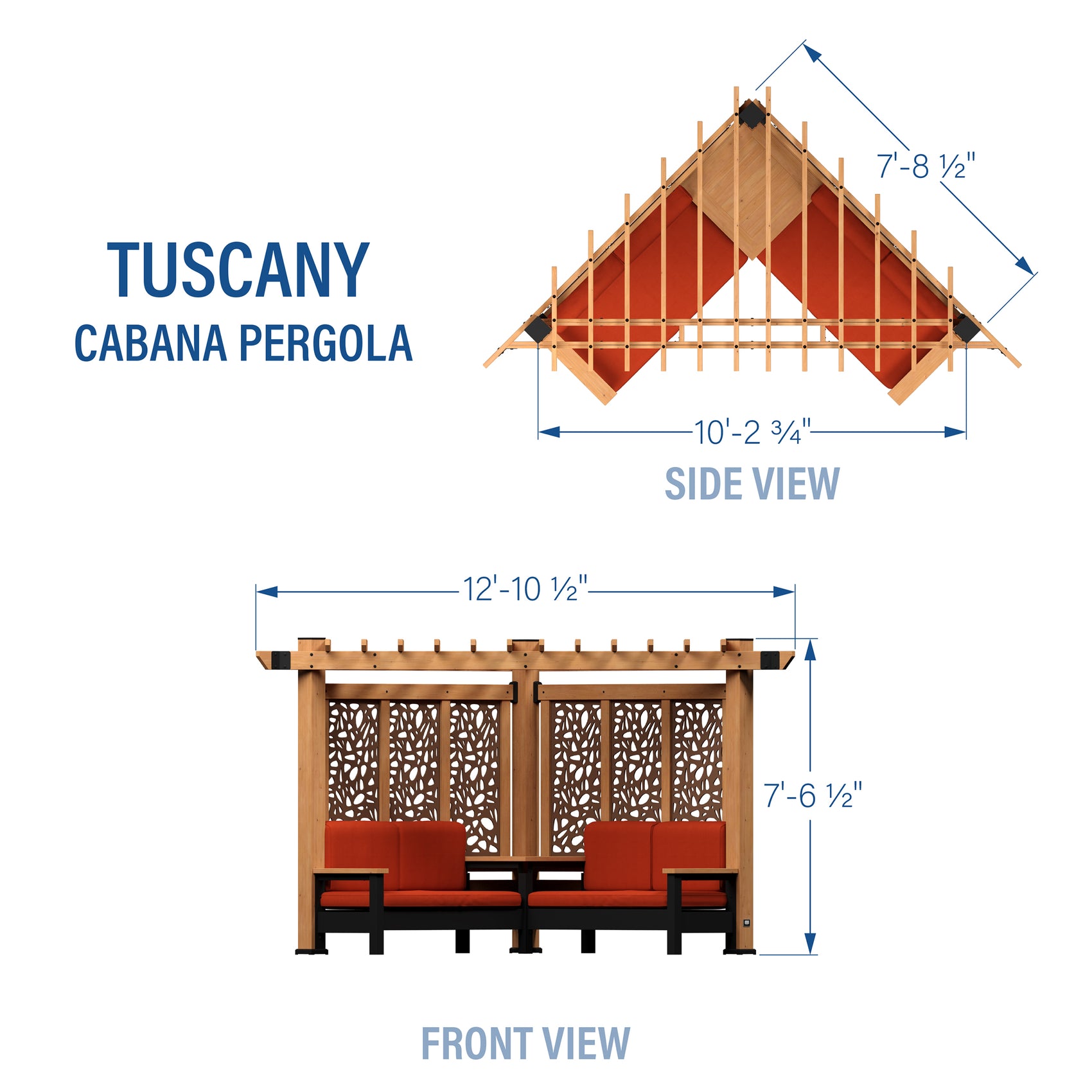 Tuscany Corner Pergola with Conversation Seating - Privacy Panels