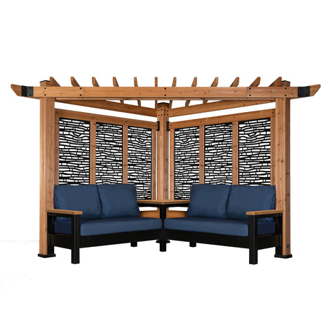 Tuscany Cabana Pergola with Conversation Seating - Bamboo Panels