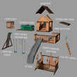 
                            
                              Load image into Gallery viewer, Woodridge Elite Swing Set Gray Exploded View
                            
                          