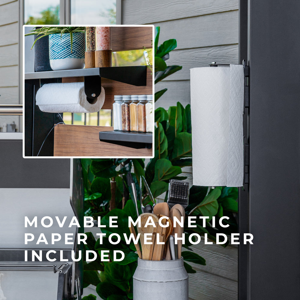 Movable magnetic paper towel holder included