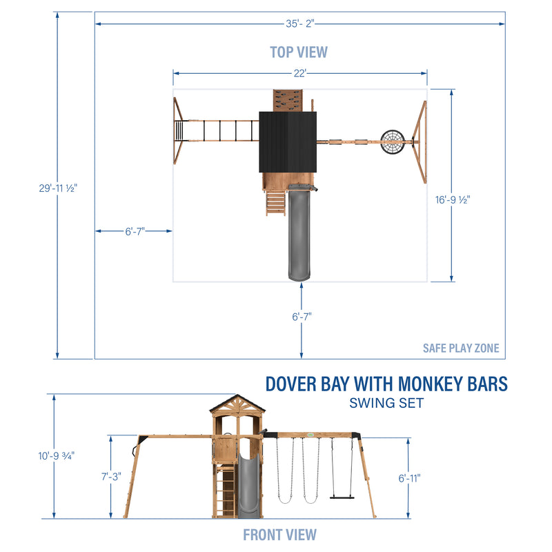 Dover Bay Swing Set with Monkey Bars specifications