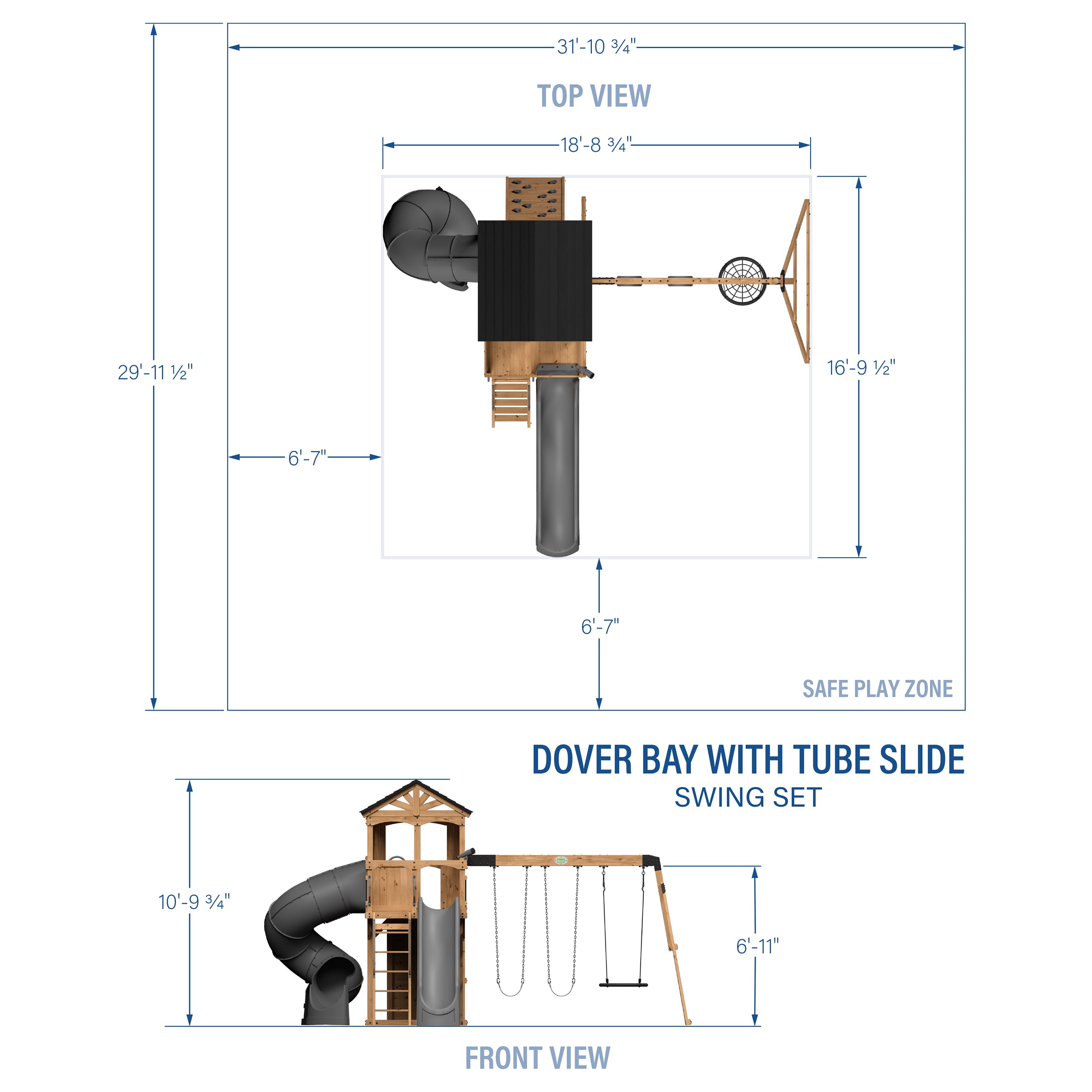 Dover Bay with Spiral Tube Slide Swing Set