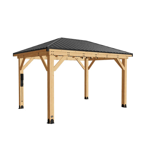 3D rendering of the Glenmore cedar gazebo kit from Backyard Discovery.