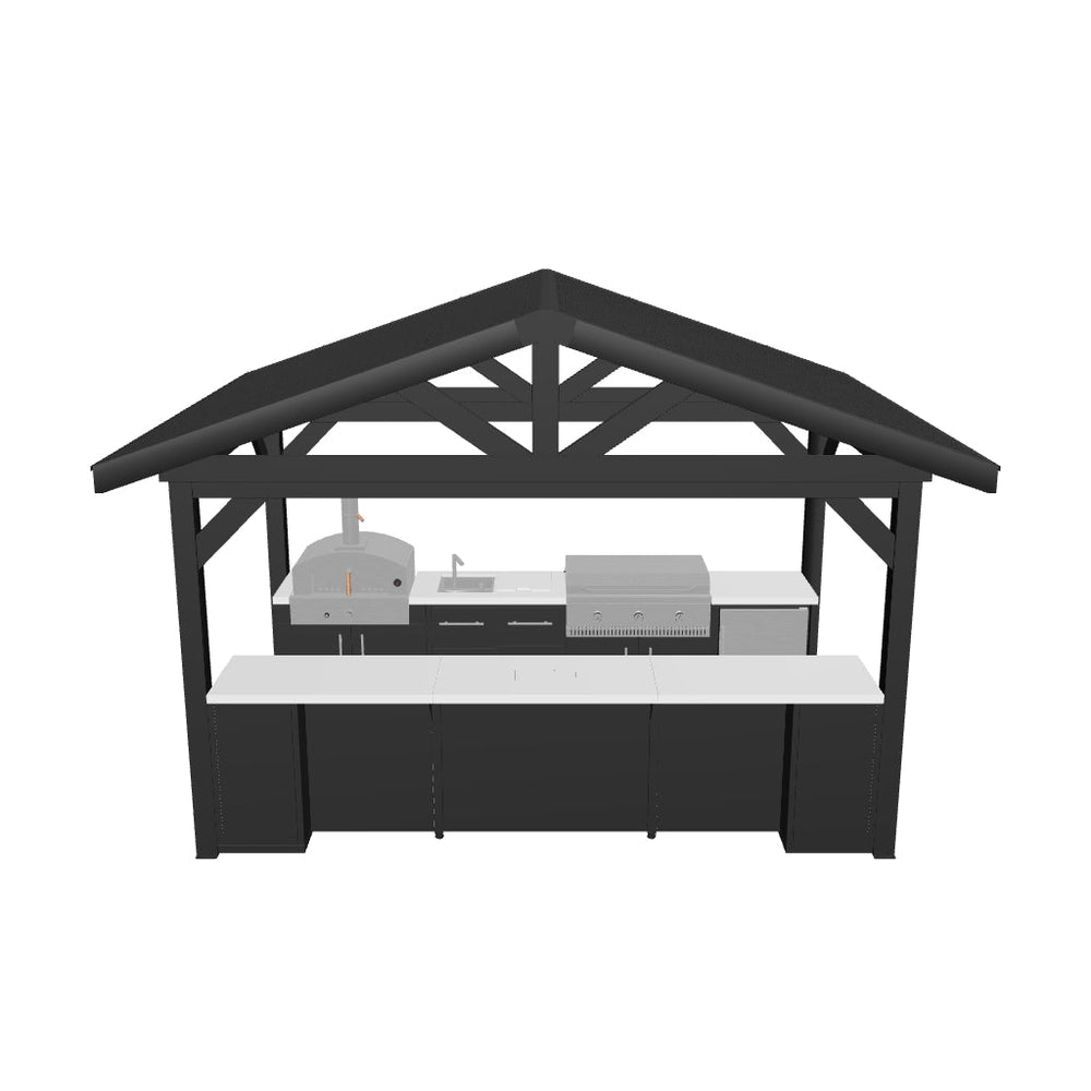 Lancaster | Galley Outdoor Kitchen with Built-In Griddle & Pizza Oven