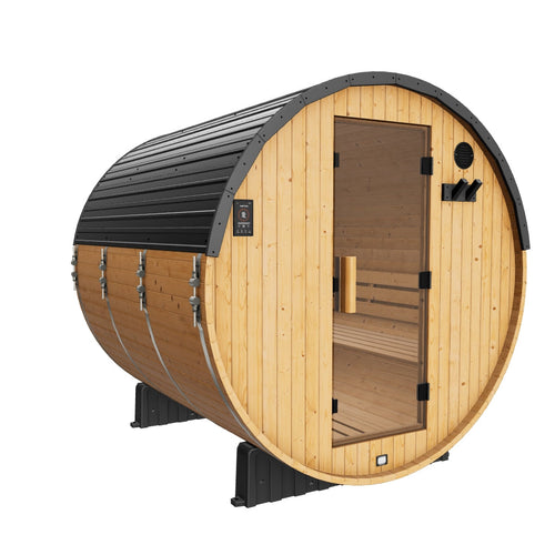 Paxton Outdoor Barrel Sauna – 4-6 Person | stacked