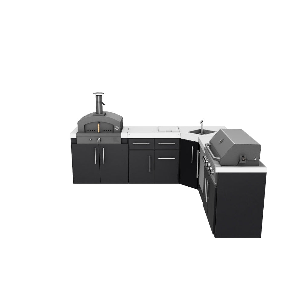 Emory | Corner Outdoor Kitchen Island with Built-In Grill & Griddle