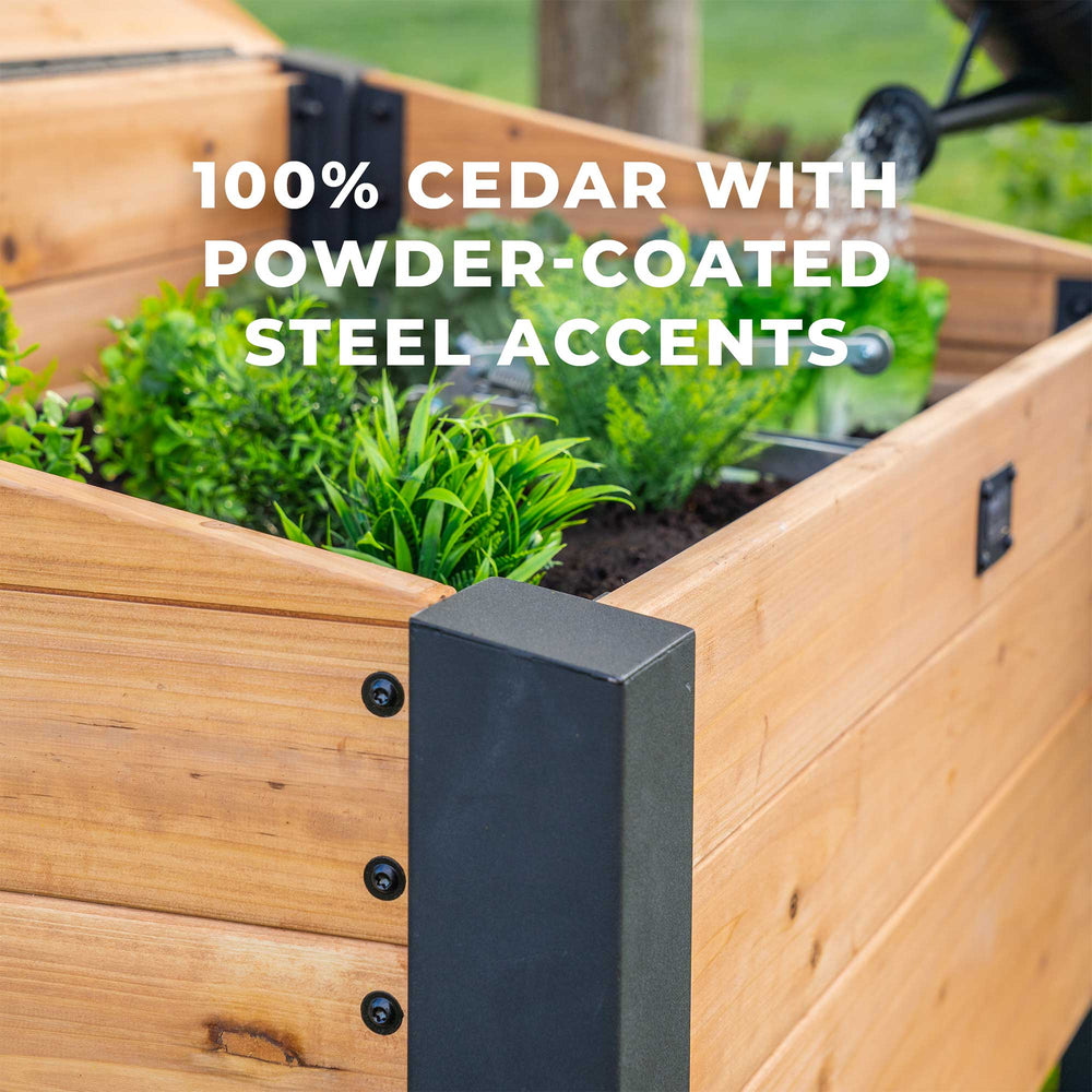 100% Cedar with powder-coasted steel accents