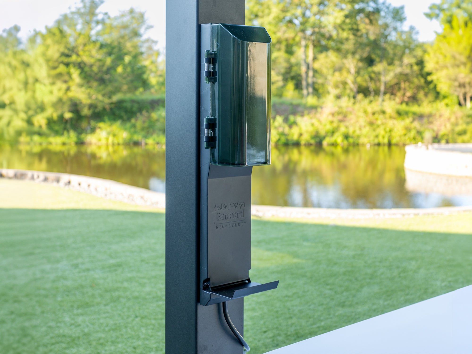 PowerPort with multiple outlets and device shelf built into the Edgemont Bay outdoor kitchen.