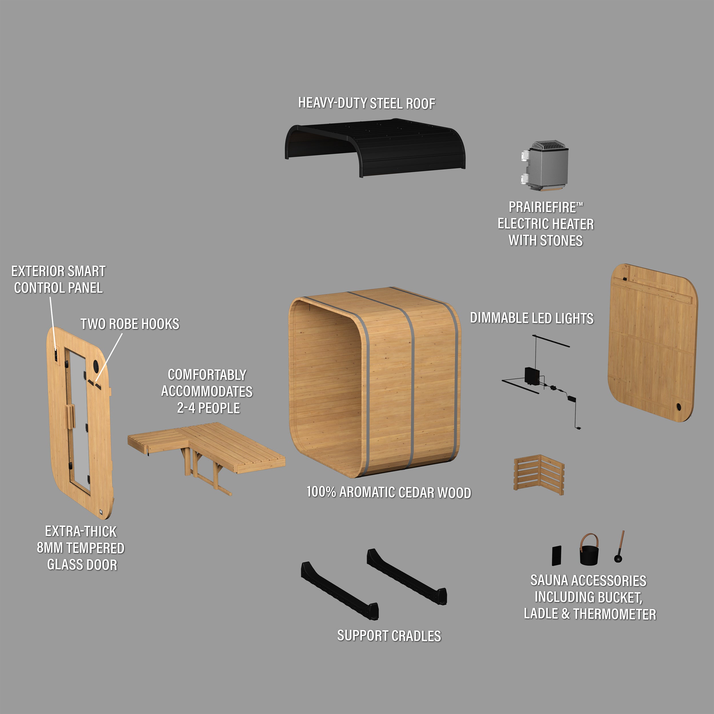 Lennon 2-4 Person Outdoor Cube Sauna | Backyard Discovery