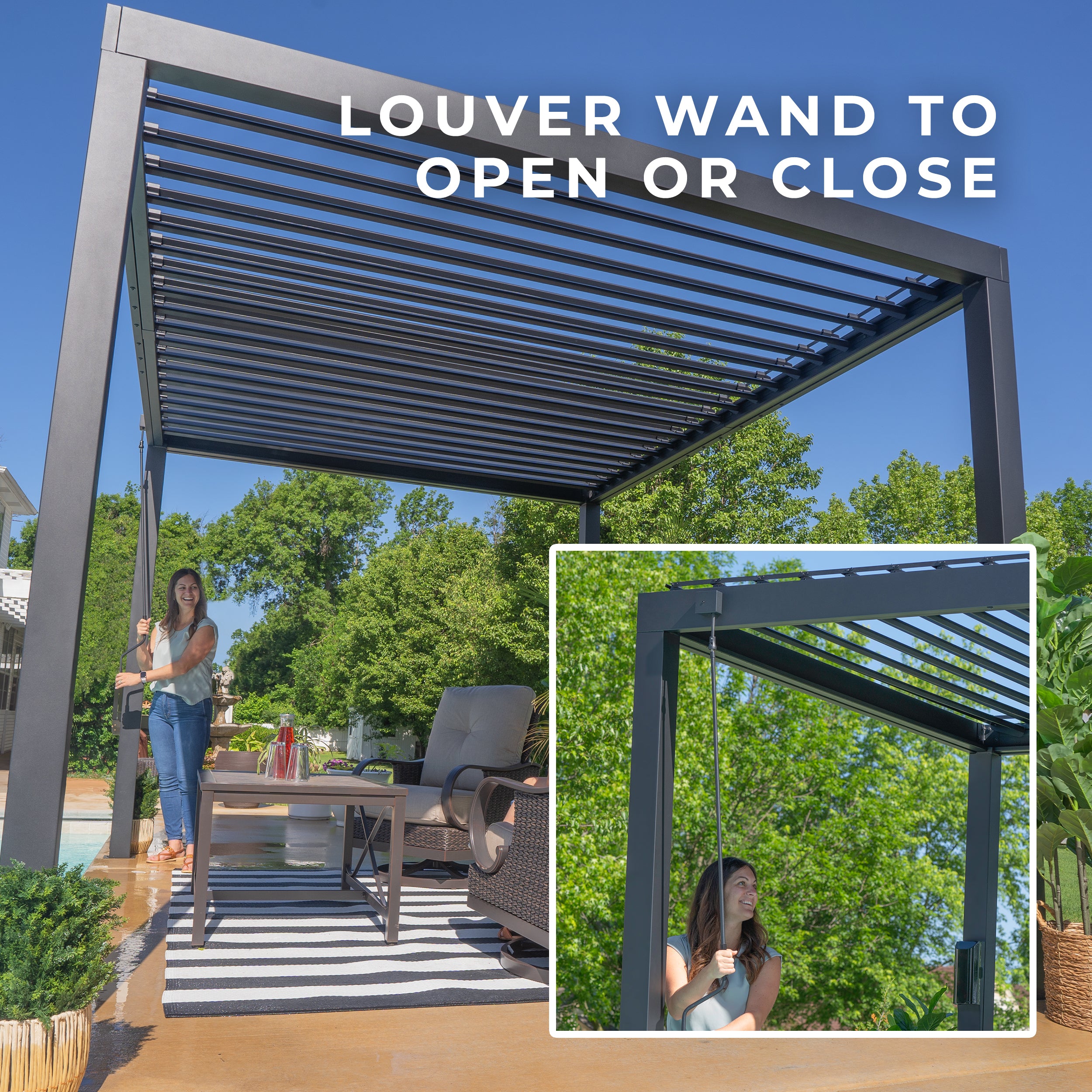 10x10 Sarasota Steel Louvered Pergola