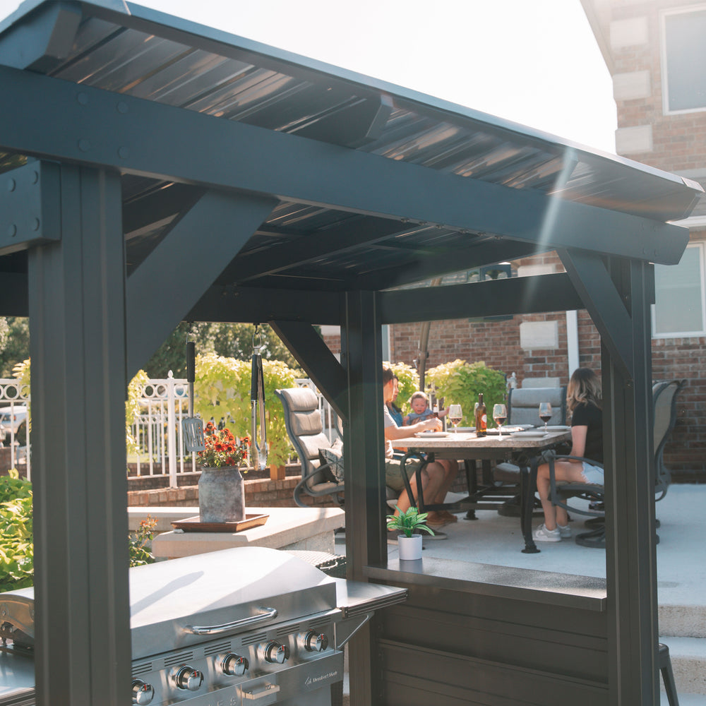 Load image into Gallery viewer, Rockport Steel Grill Gazebo on patio
