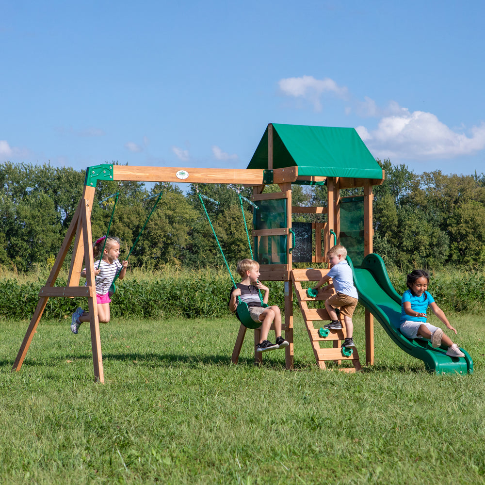 Kids Playing Outside at Children's Outdoor Playground with Kids Swings Fun  Children Activities 
