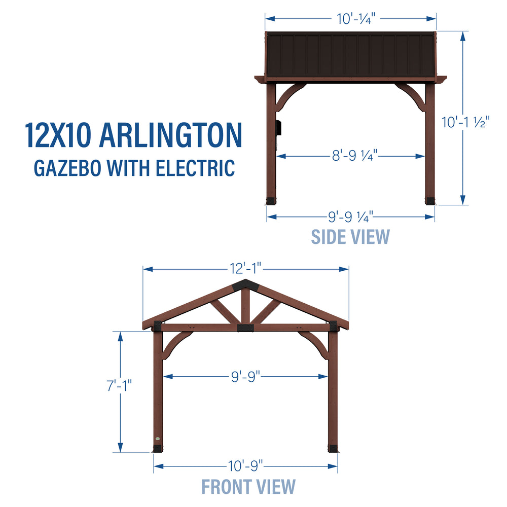12x10 Arlington Gazebo Dimensions