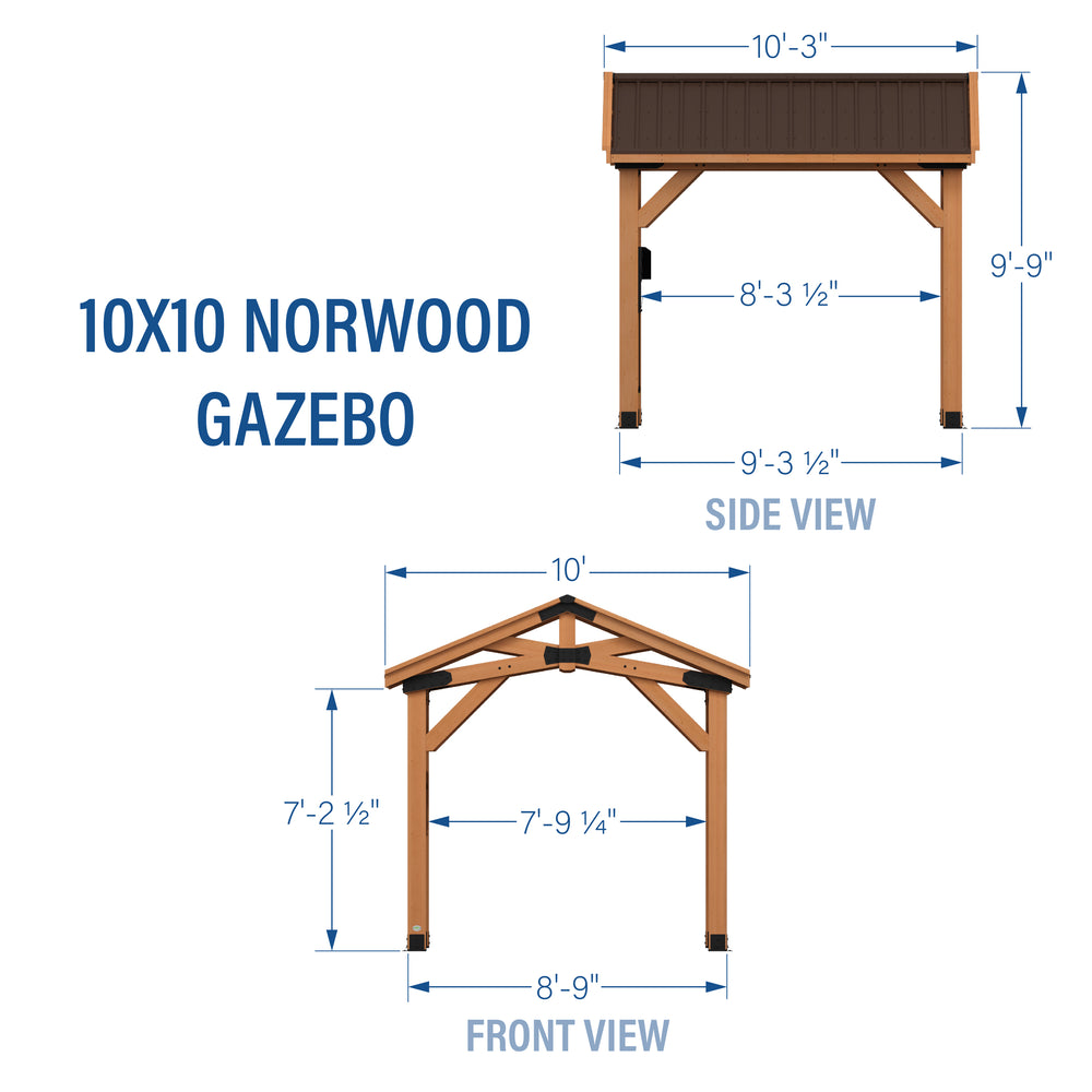 10x10 Norwood Gazebo Dimensions