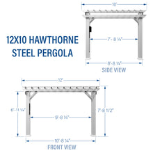 Load image into Gallery viewer, 12x10 Hawthorne Traditional Steel Pergola With Sail Shade Soft Canopy Diagram
